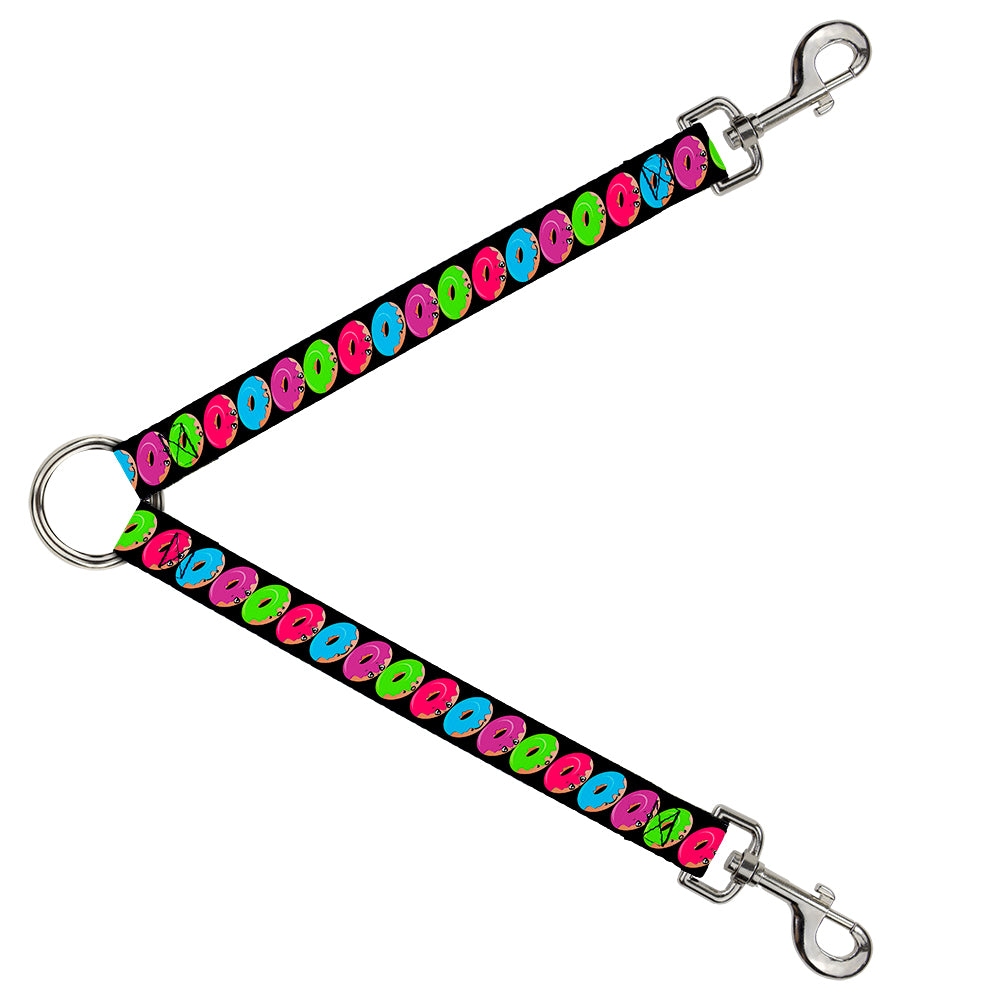 Dog Leash Splitter - Glaze Donut Expressions Black Dog Leash Splitters Buckle-Down   