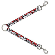 Dog Leash Splitter - Girlie Skull Black/White w/Red Paint Drips Dog Leash Splitters Buckle-Down   