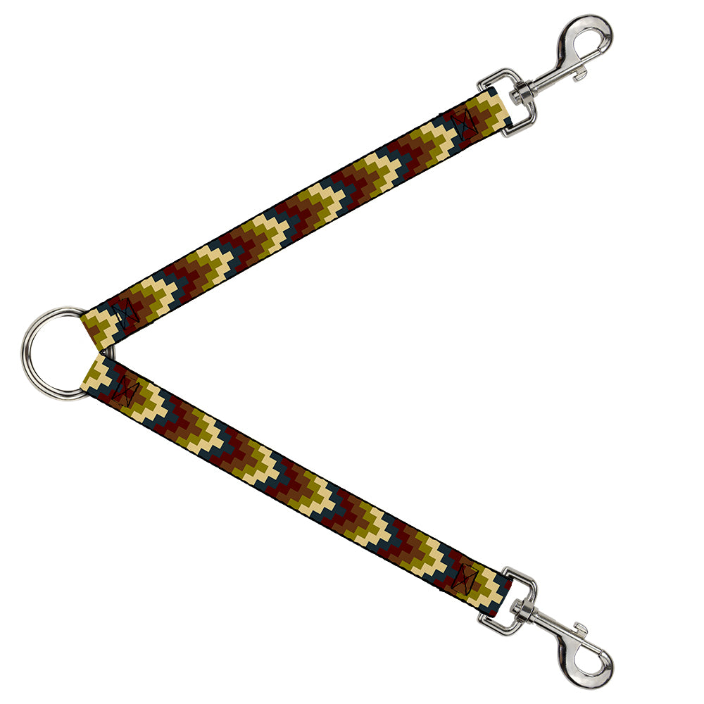 Dog Leash Splitter - Geometric4 Tan/Blue/Wine/Brown/Olive Dog Leash Splitters Buckle-Down   