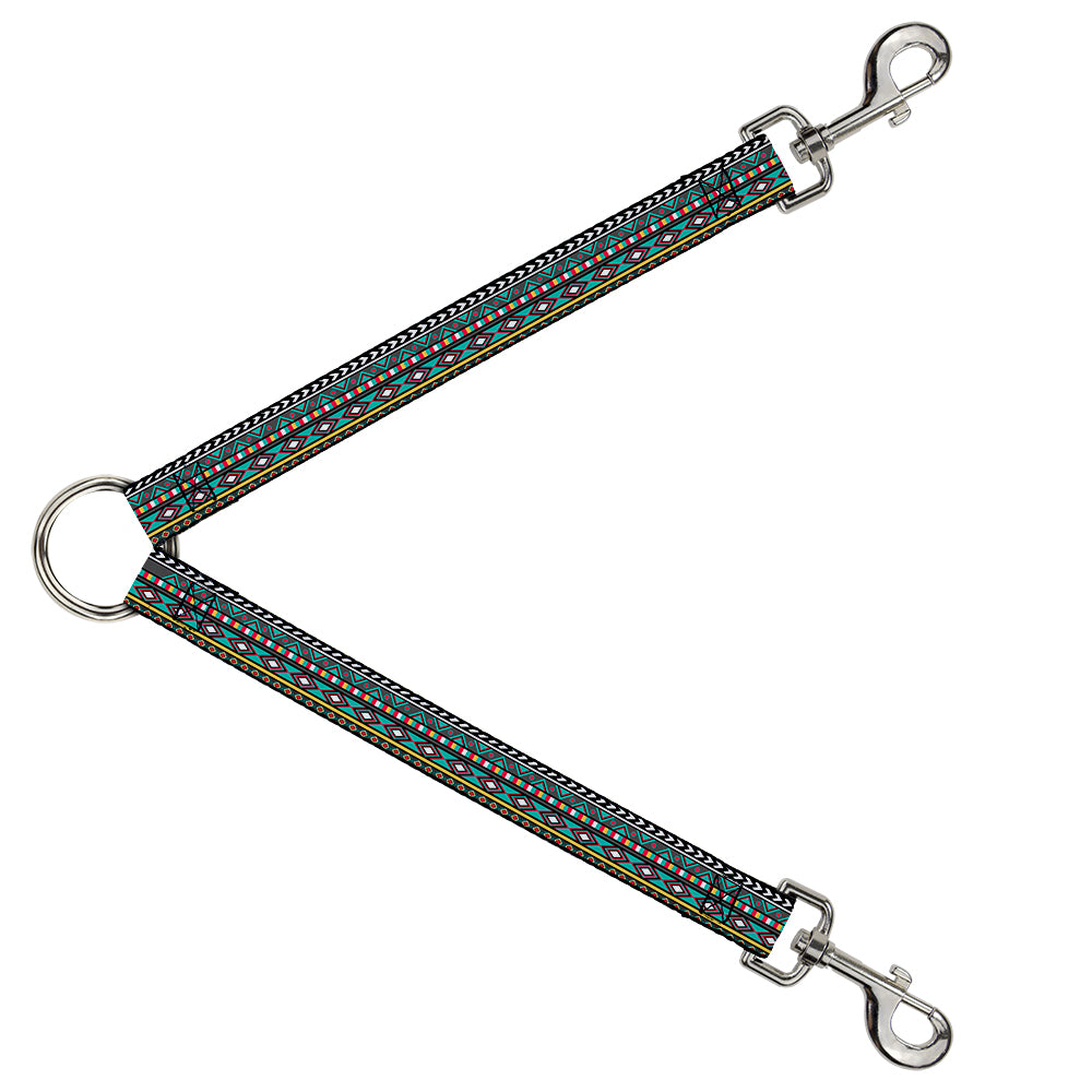 Dog Leash Splitter - Geometric5 Gray/Teal/White/Pink/Yellow Dog Leash Splitters Buckle-Down   