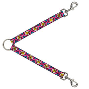 Dog Leash Splitter - Geometric1 Burgundy/Pink/Tan/Yellow/Baby Blue Dog Leash Splitters Buckle-Down   