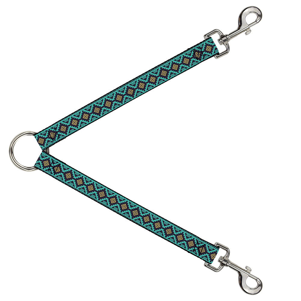 Dog Leash Splitter - Geometric6 Navy/Turquoise/Gold Dog Leash Splitters Buckle-Down   