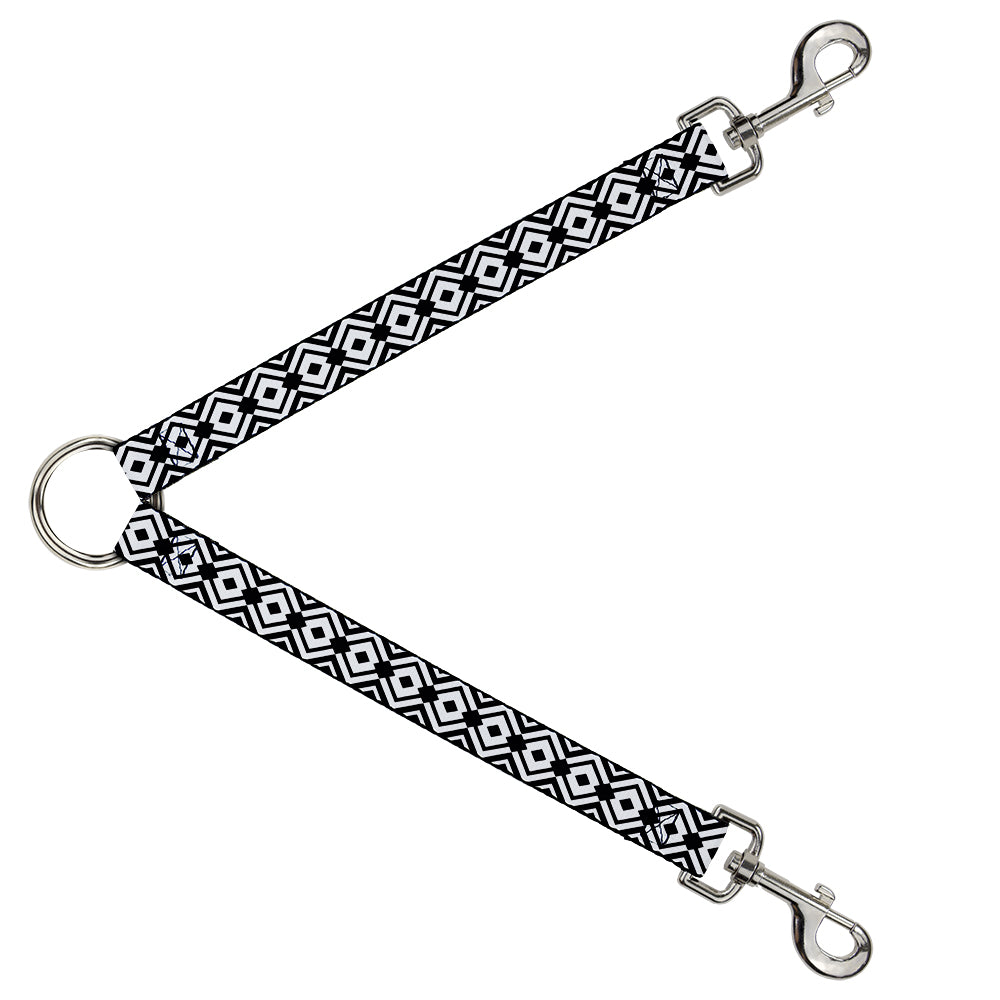Dog Leash Splitter - Geometric Diamond2 Black/White/Black Dog Leash Splitters Buckle-Down   