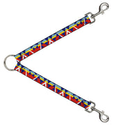 Dog Leash Splitter - Geometric Triangles/Stripe Red/White/Blues/Yellow Dog Leash Splitters Buckle-Down   