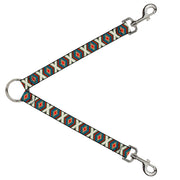 Dog Leash Splitter - Geometric Diamonds Grays/Red/Turquoise Dog Leash Splitters Buckle-Down   
