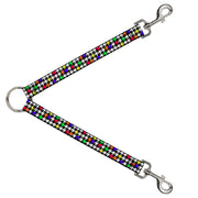 Dog Leash Splitter - Houndstooth Black/White/Multi Neon Dog Leash Splitters Buckle-Down   
