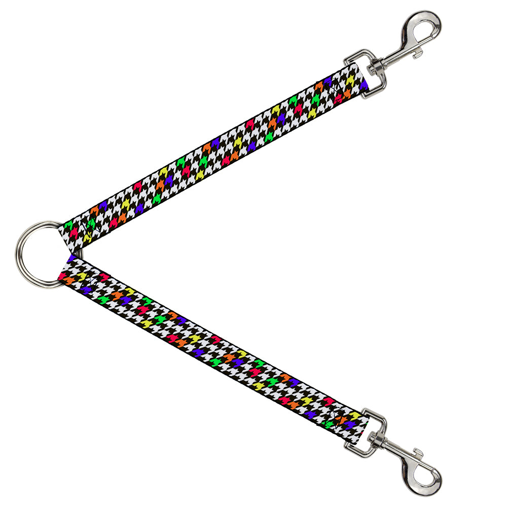 Dog Leash Splitter - Houndstooth Black/White/Multi Neon Dog Leash Splitters Buckle-Down   
