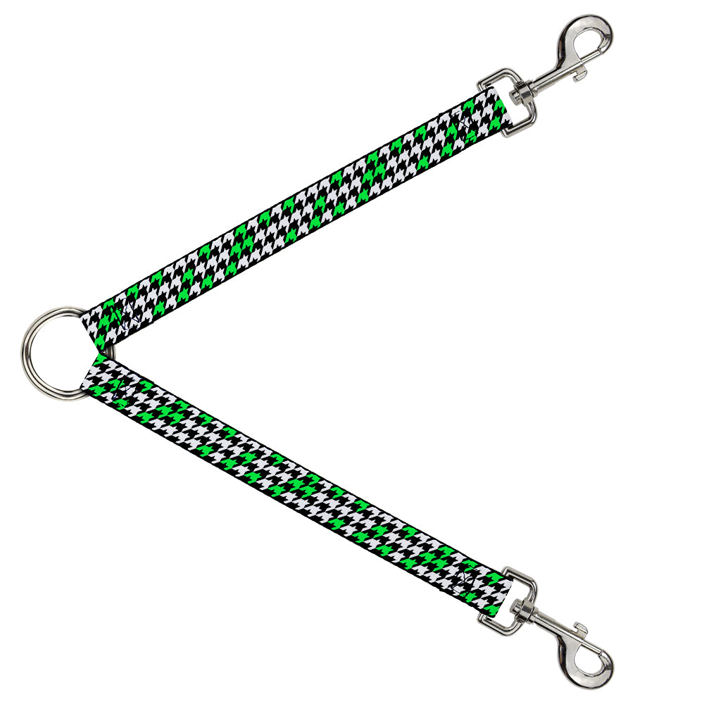 Dog Leash Splitter - Houndstooth Black/White/Neon Green Dog Leash Splitters Buckle-Down   