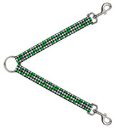 Dog Leash Splitter - Houndstooth Black/White/Neon Green Dog Leash Splitters Buckle-Down   