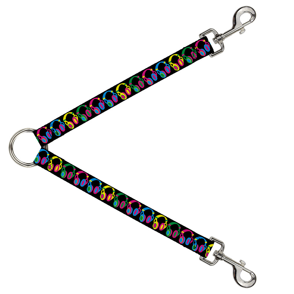Dog Leash Splitter - Headphones Black/Neon Dog Leash Splitters Buckle-Down   