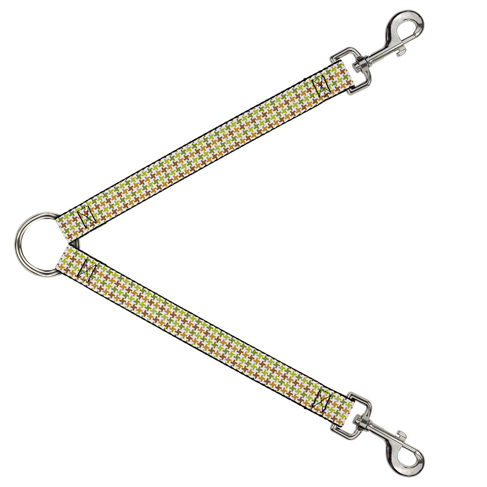 Dog Leash Splitter - Houndstooth White/Green/Brown Dog Leash Splitters Buckle-Down   
