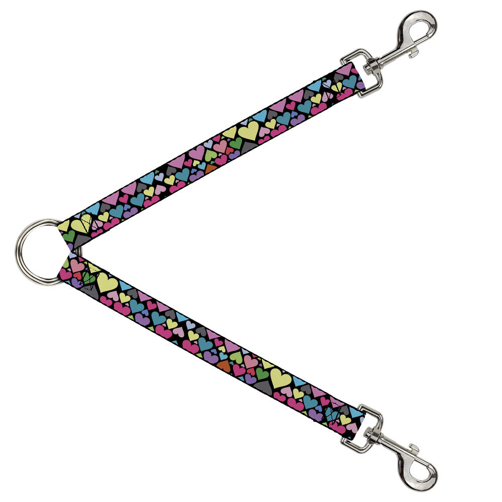 Dog Leash Splitter - Hearts Black/Multi Color Dog Leash Splitters Buckle-Down   