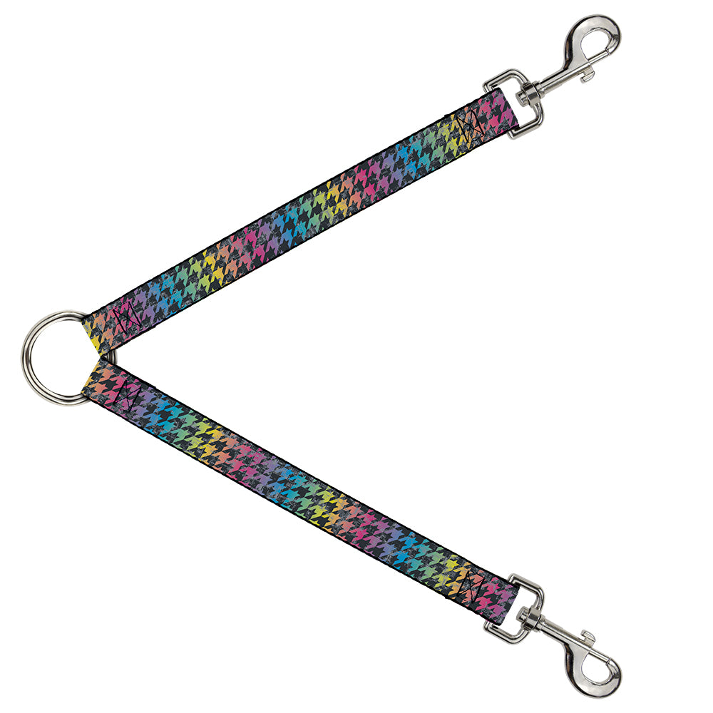 Dog Leash Splitter - Houndstooth Black/Rainbow Dog Leash Splitters Buckle-Down   