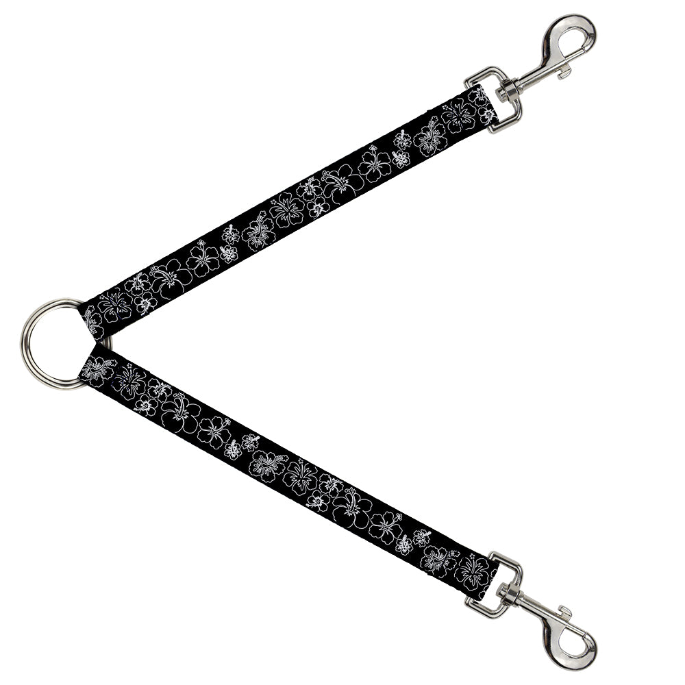Dog Leash Splitter - Hibiscus Outline Black/White Dog Leash Splitters Buckle-Down   