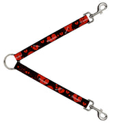 Dog Leash Splitter - Heart Breaker Black/White/Red Dog Leash Splitters Buckle-Down   