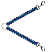 Dog Leash Splitter - Hash Mark Stripe Turquoise/Fuchsia/White Dog Leash Splitters Buckle-Down   