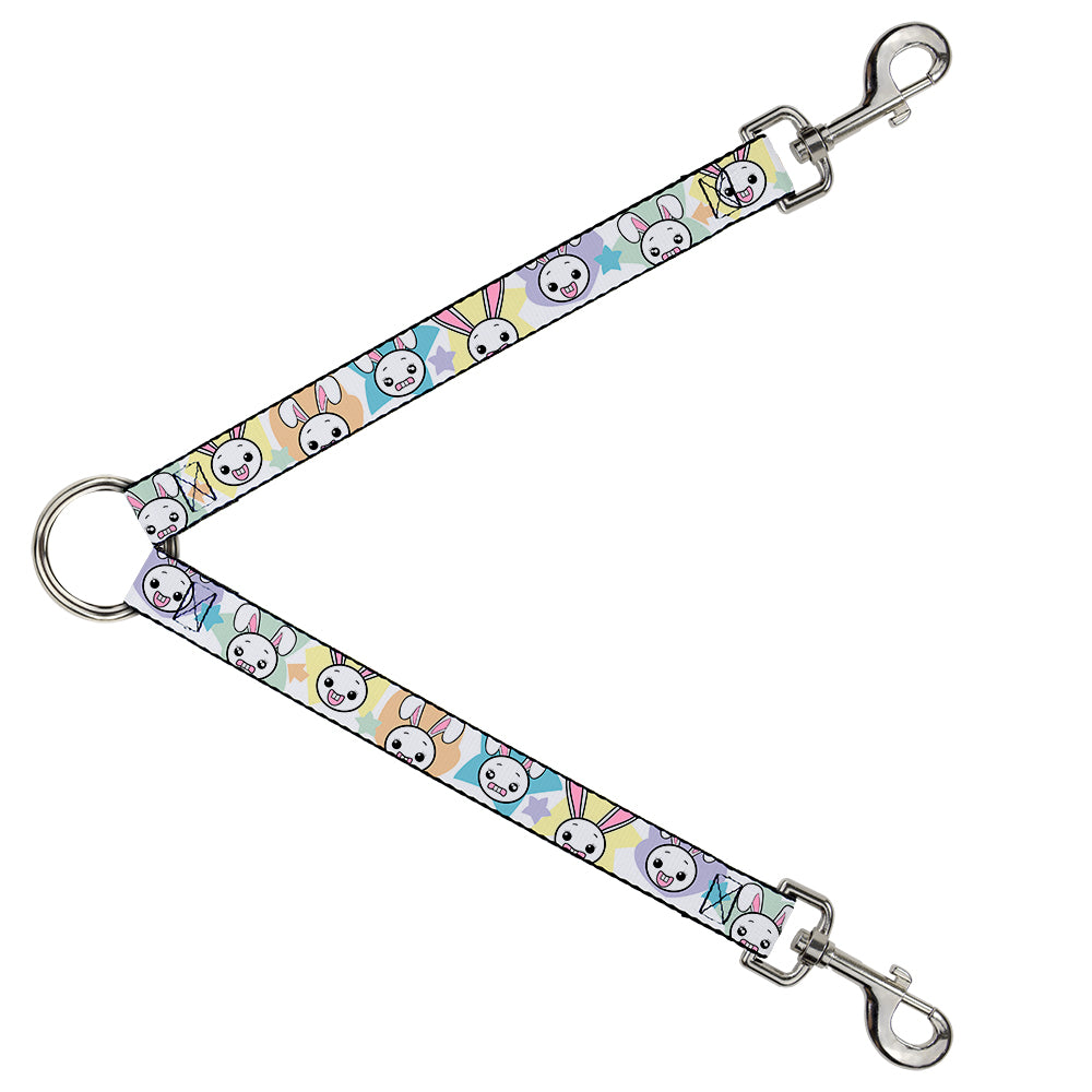 Dog Leash Splitter - Happy/Sad Bunnies & Stars White/Pastel Dog Leash Splitters Buckle-Down   