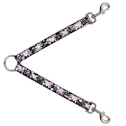 Dog Leash Splitter - Heart & Cross Bones w/Skulls & Splatter Black/White Dog Leash Splitters Buckle-Down   