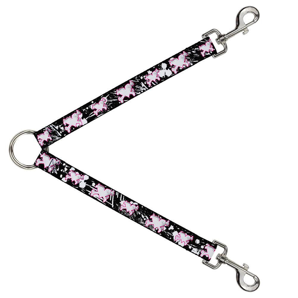 Dog Leash Splitter - Heart & Cross Bones w/Splatter Black/White Dog Leash Splitters Buckle-Down   