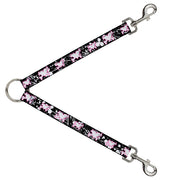 Dog Leash Splitter - Heart & Cross Bones w/Splatter Black/White Dog Leash Splitters Buckle-Down   