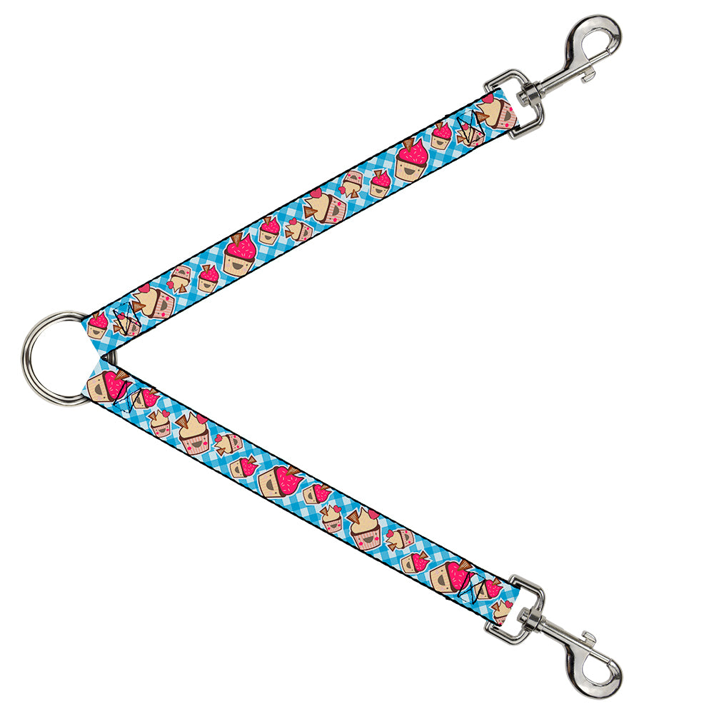 Dog Leash Splitter - Happy Cupcakes Buffalo Plaid White/Blue Dog Leash Splitters Buckle-Down   