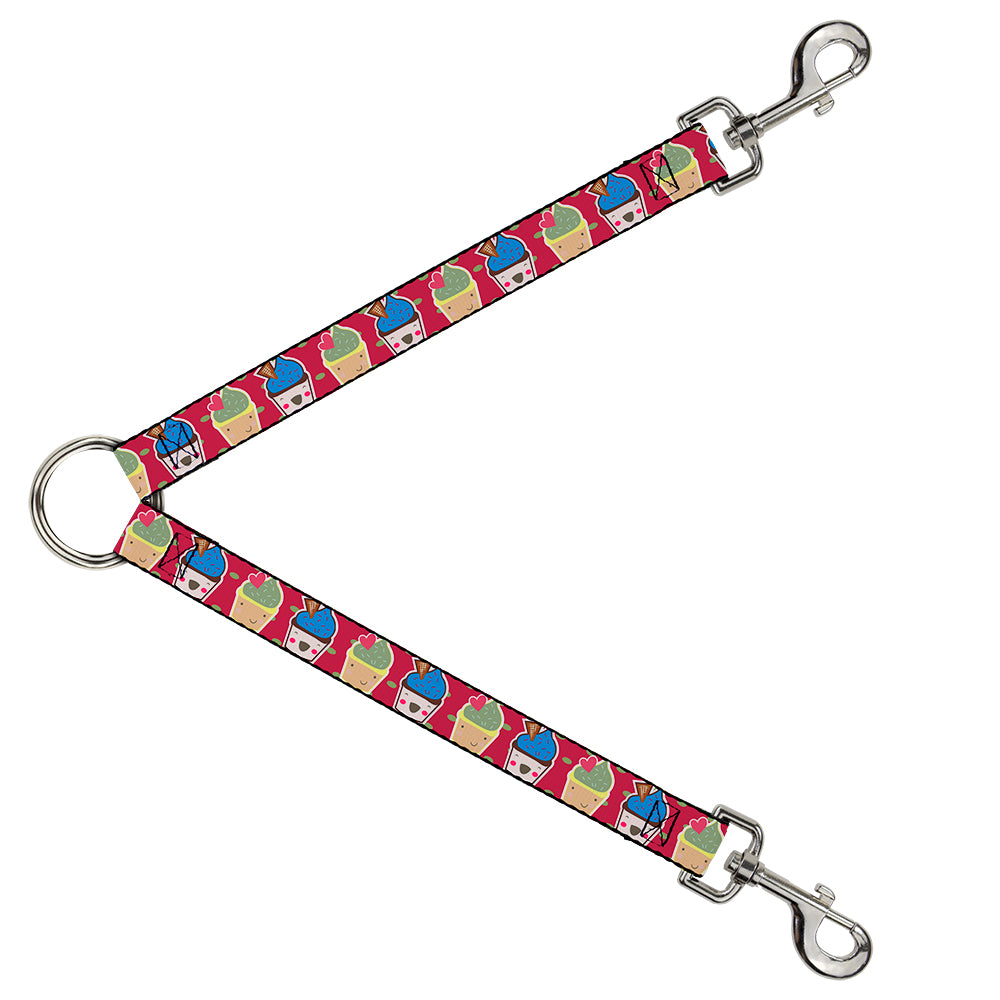 Dog Leash Splitter - Happy Cupcakes/Dots Pink/Green Dog Leash Splitters Buckle-Down   