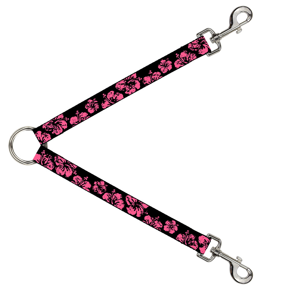 Dog Leash Splitter - Hibiscus Weathered Black/Pink Dog Leash Splitters Buckle-Down   