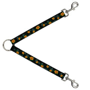 Dog Leash Splitter - Hibiscus Flowers Black/Green/Orange Dog Leash Splitters Buckle-Down   