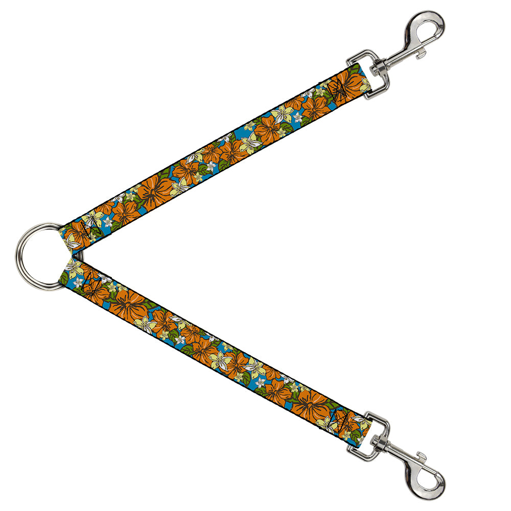 Dog Leash Splitter - Hibiscus Collage Blue/Orange/Yellow Dog Leash Splitters Buckle-Down   