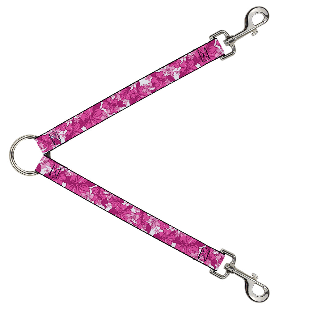 Dog Leash Splitter - Hibiscus Collage White/Pinks Dog Leash Splitters Buckle-Down   