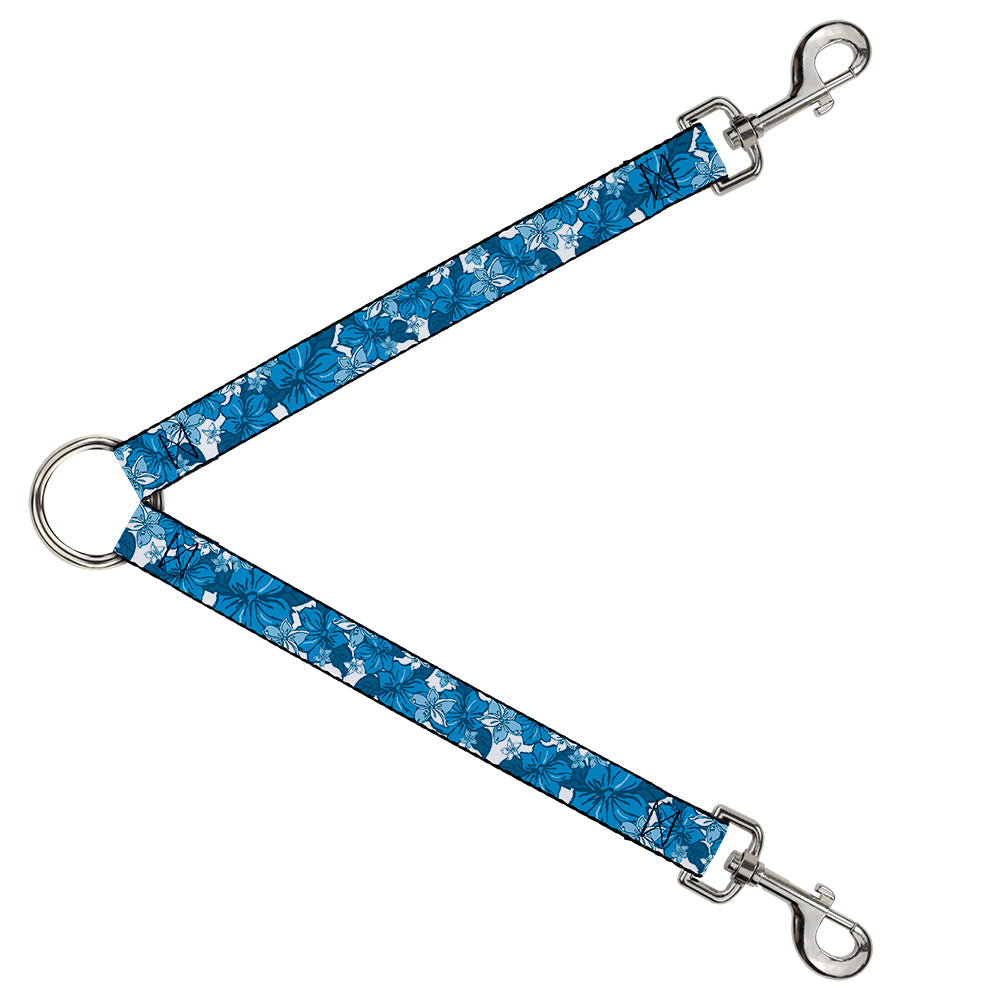 Dog Leash Splitter - Hibiscus Collage White/Blues Dog Leash Splitters Buckle-Down   