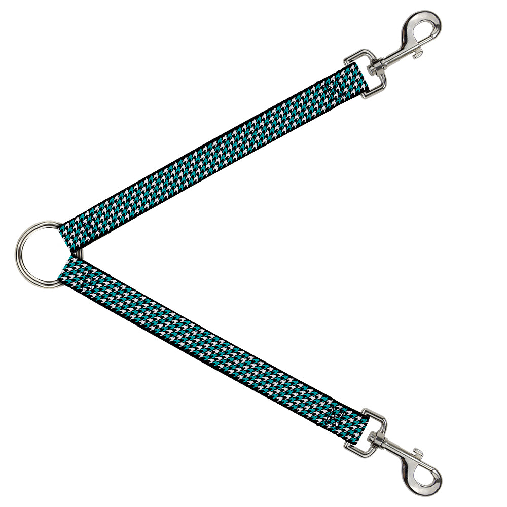 Dog Leash Splitter - Houndstooth Black/White/Turquoise Dog Leash Splitters Buckle-Down   