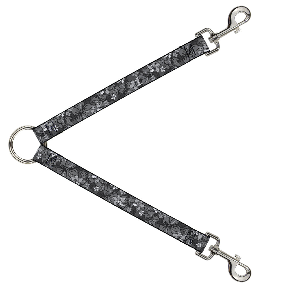 Dog Leash Splitter - Hibiscus Collage Gray Shades Dog Leash Splitters Buckle-Down   