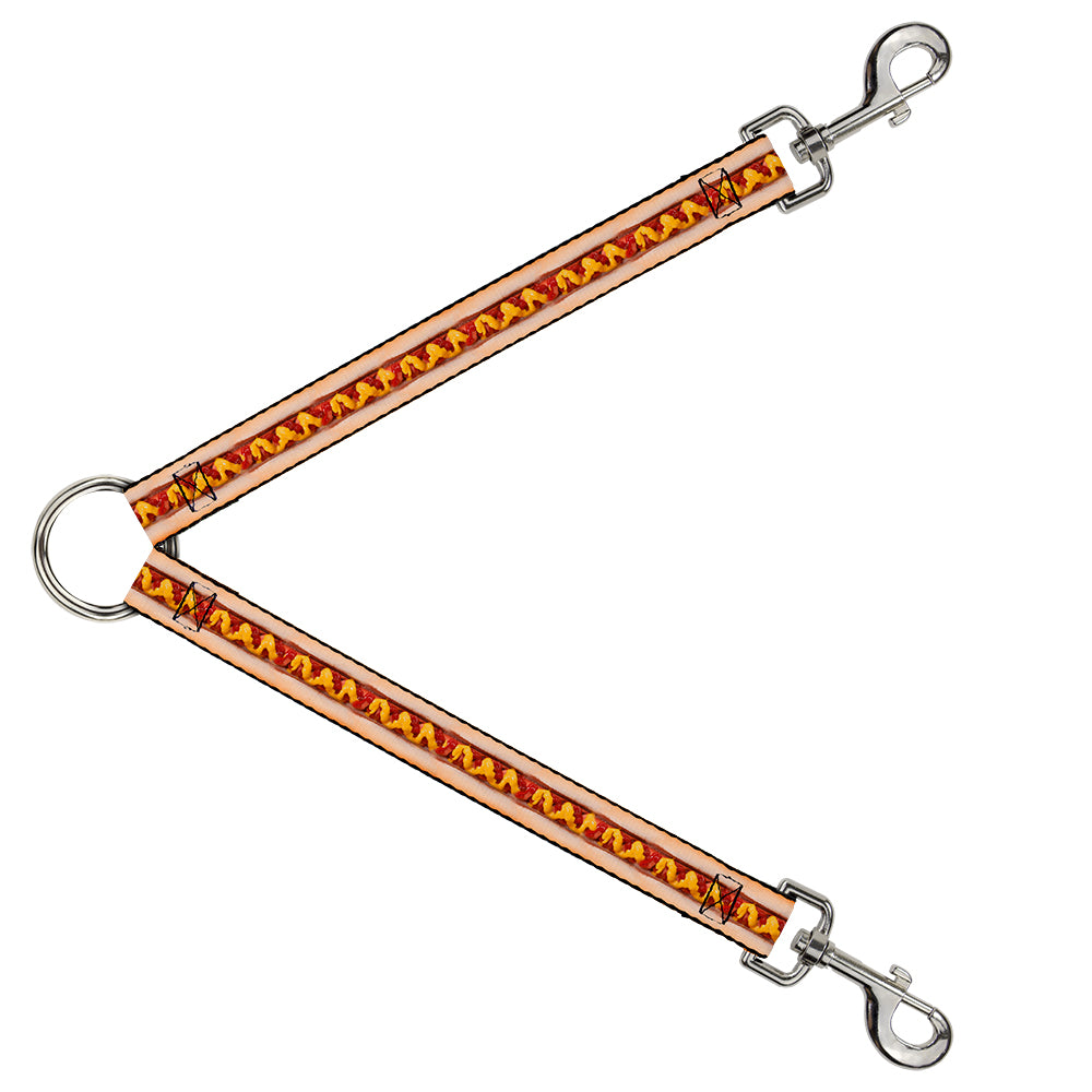 Dog Leash Splitter - Hot Dog w/Mustard & Ketchup Vivid Dog Leash Splitters Buckle-Down   