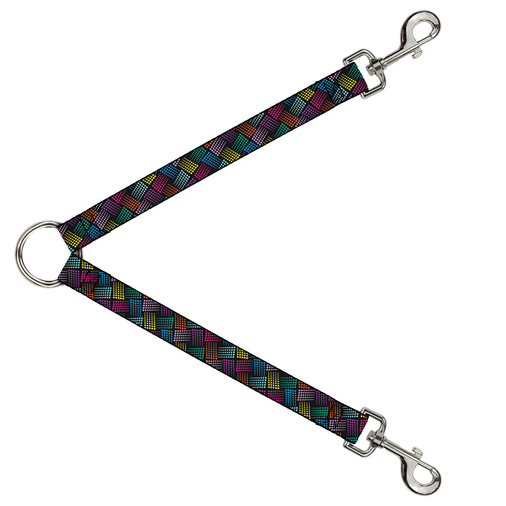 Dog Leash Splitter - Halftone Blocks Charcoal/Pinks/Greens/Orange/Yellow Dog Leash Splitters Buckle-Down   