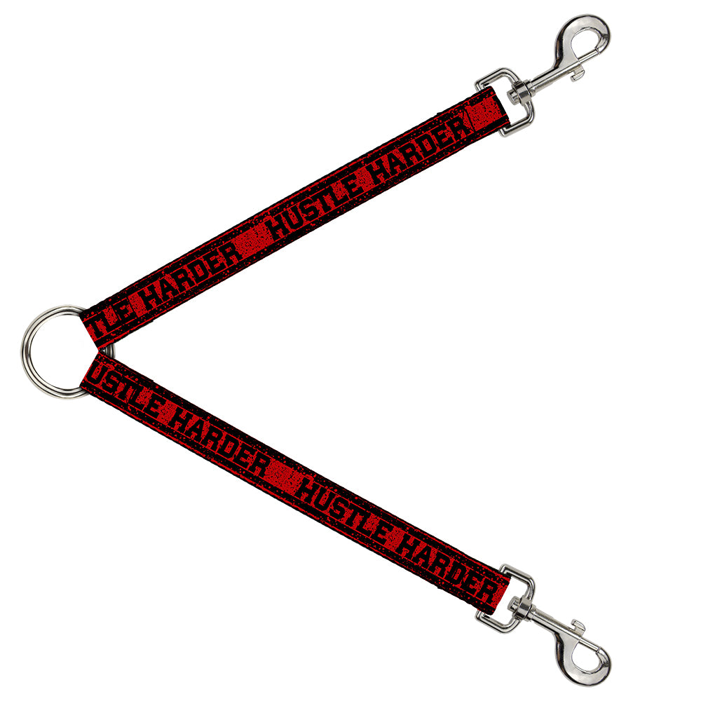 Dog Leash Splitter - HUSTLE HARDER/Stripes Weathered Red/Black Dog Leash Splitters Buckle-Down   