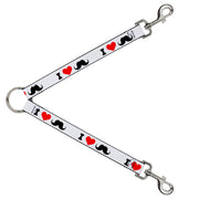 Dog Leash Splitter - I Heart "Mustache" White/Black/Red Dog Leash Splitters Buckle-Down   