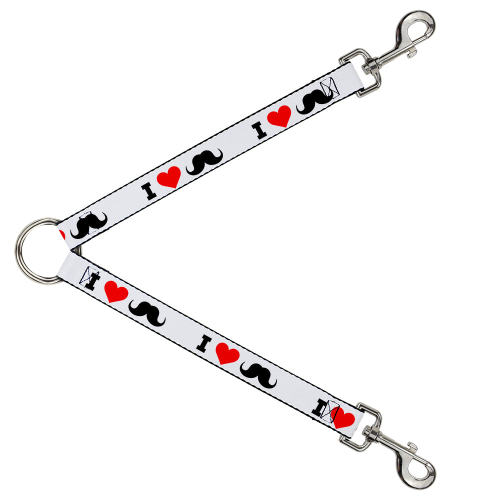 Dog Leash Splitter - I Heart "Mustache" White/Black/Red Dog Leash Splitters Buckle-Down   