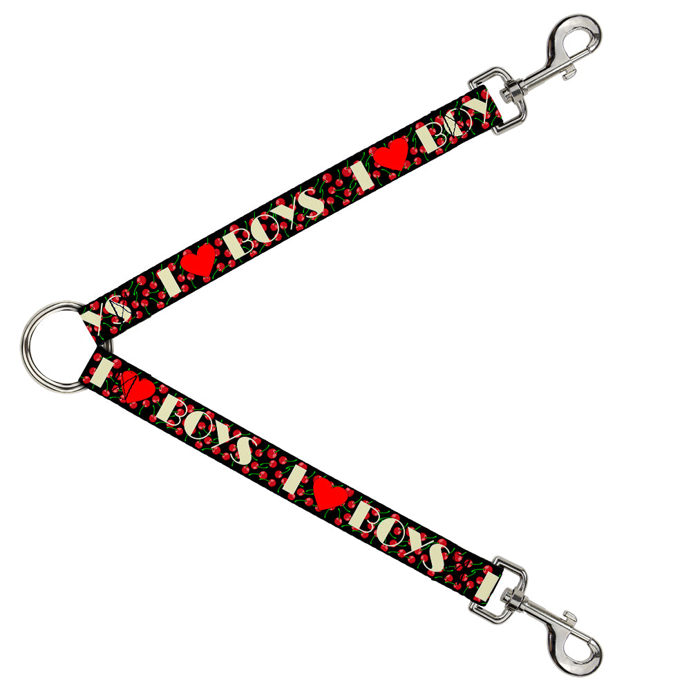 Dog Leash Splitter - I Heart BOYS Black/Cherries Dog Leash Splitters Buckle-Down   