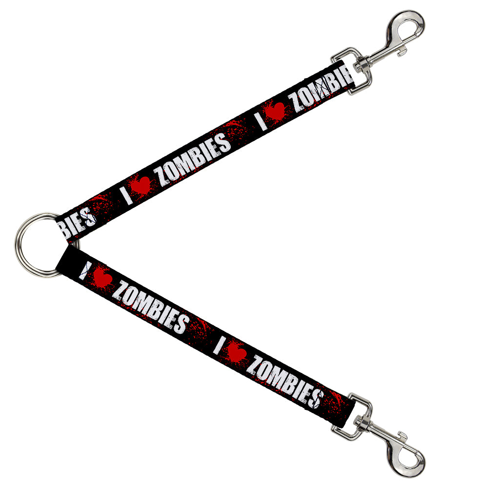 Dog Leash Splitter - I "Heart" ZOMBIES Bold Splatter Black/White/Red Dog Leash Splitters Buckle-Down   