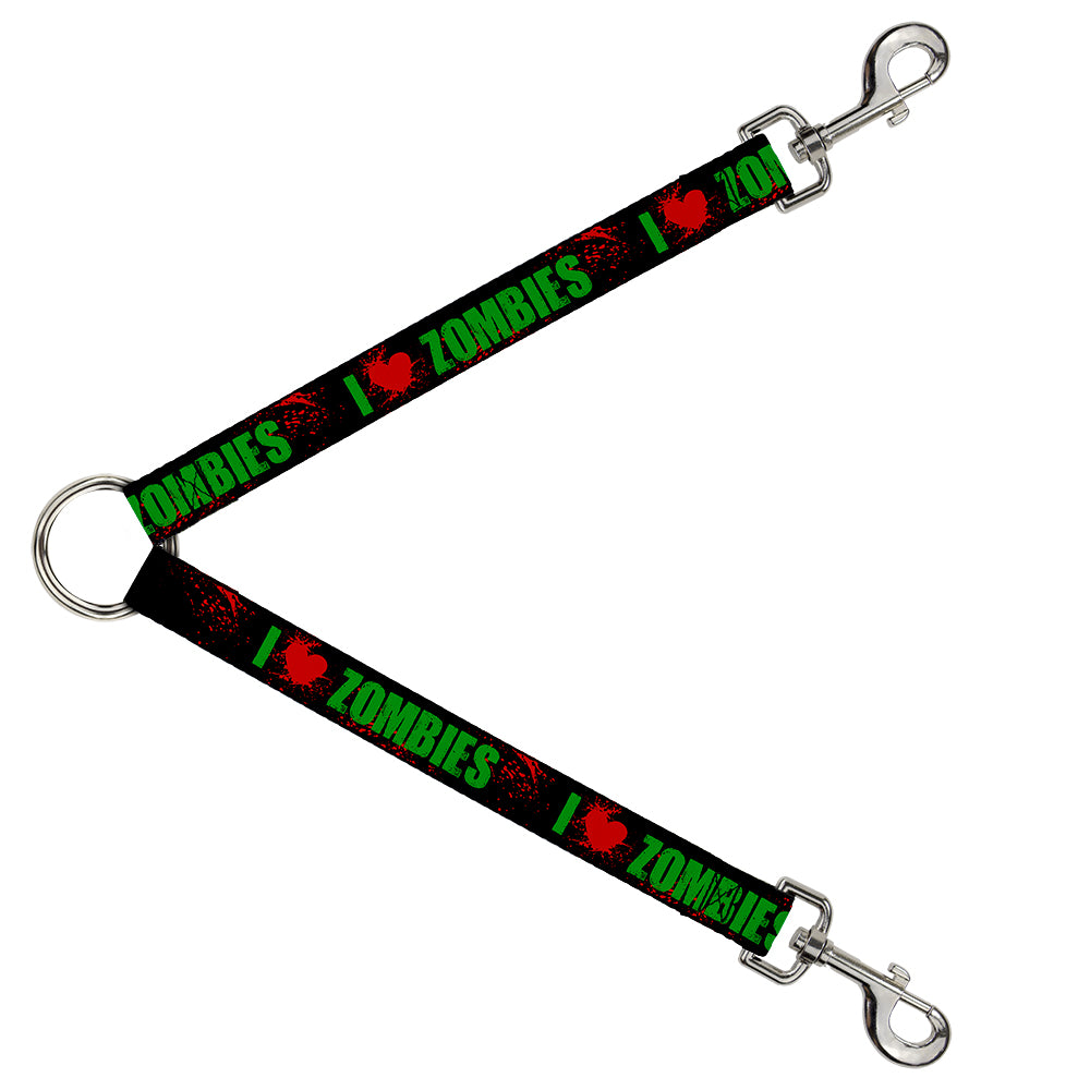 Dog Leash Splitter - I "Heart" ZOMBIES Bold Splatter Black/Green/Red Dog Leash Splitters Buckle-Down   