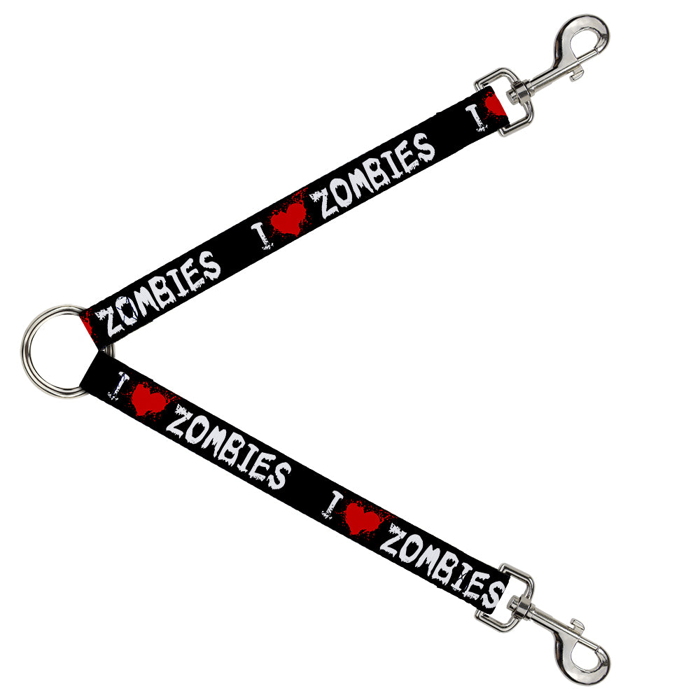 Dog Leash Splitter - I "Heart" ZOMBIES Bloody Splatter Black/White/Red Dog Leash Splitters Buckle-Down   