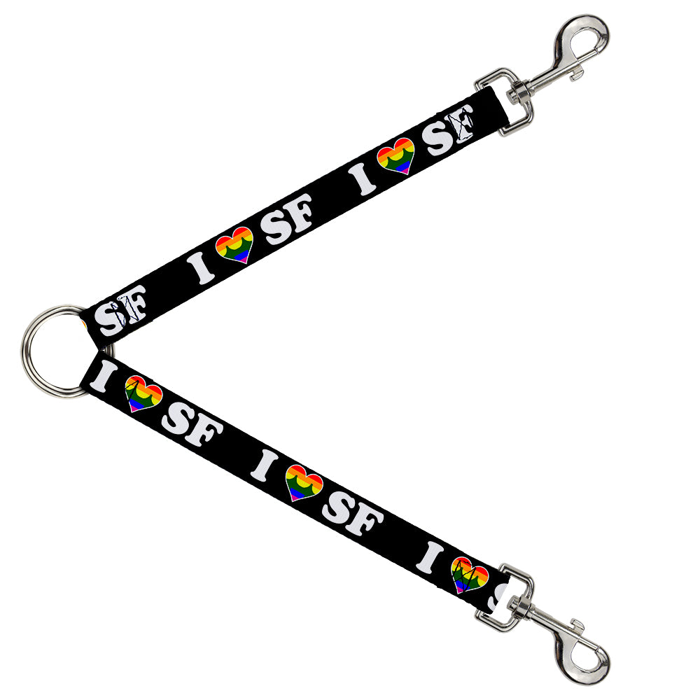 Dog Leash Splitter - I "HEART BRIDGE" SF Black/White/Rainbow Dog Leash Splitters Buckle-Down   