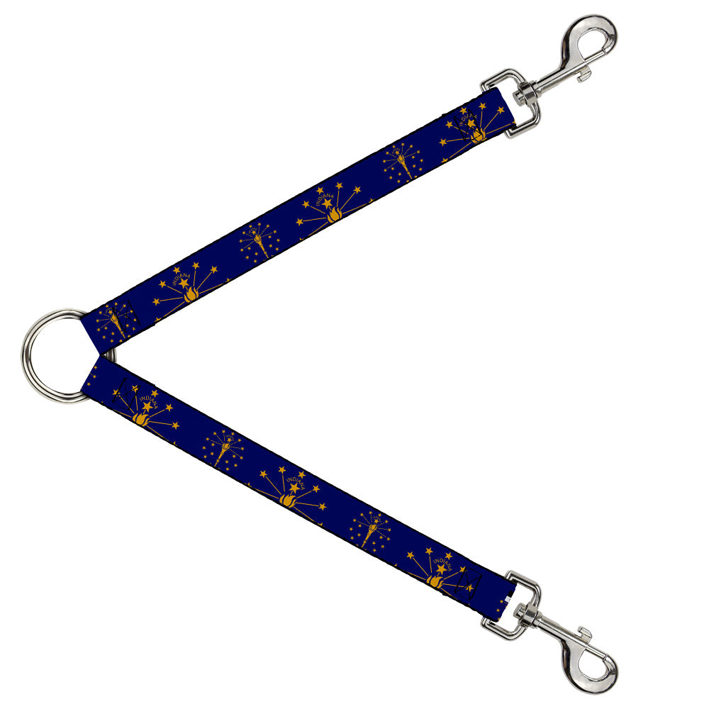 Dog Leash Splitter - Indiana Flag Torch CLOSE-UP Navy Blue Gold Dog Leash Splitters Buckle-Down   