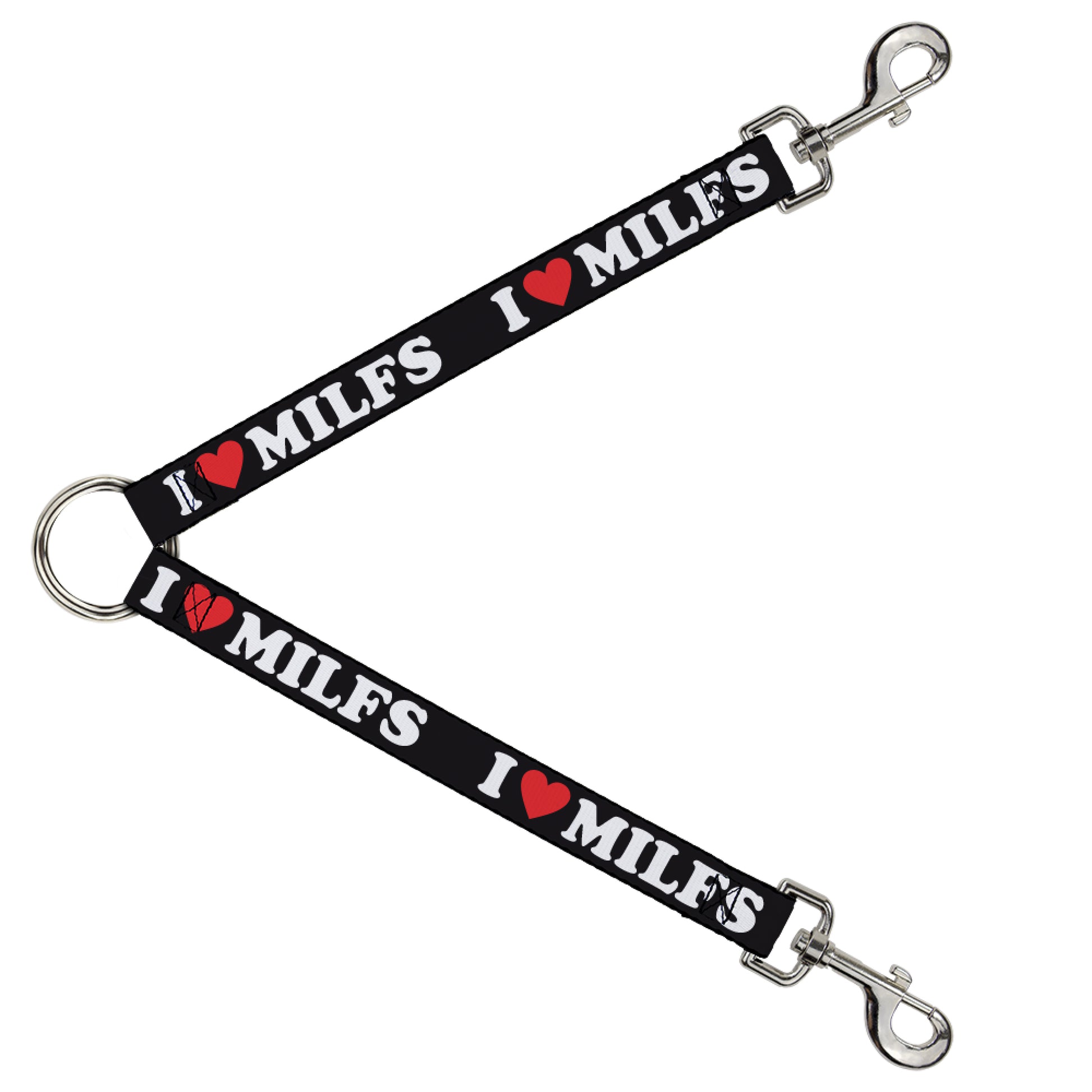 Dog Leash Splitter - I "HEART" MILFS Black/White/Red Dog Leash Splitters Buckle-Down   
