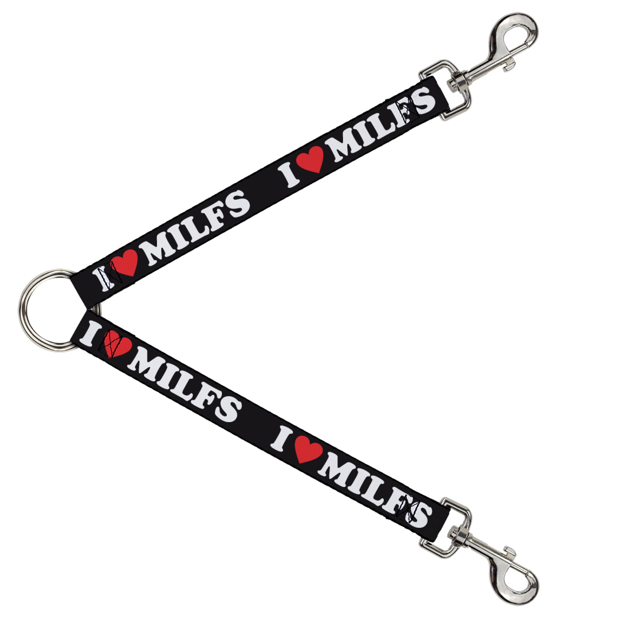 Dog Leash Splitter - I "HEART" MILFS Black/White/Red Dog Leash Splitters Buckle-Down   