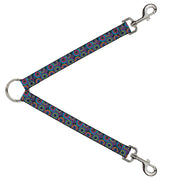 Dog Leash Splitter - Jagged Rings Teals/Fuchsia/Yellow Dog Leash Splitters Buckle-Down   