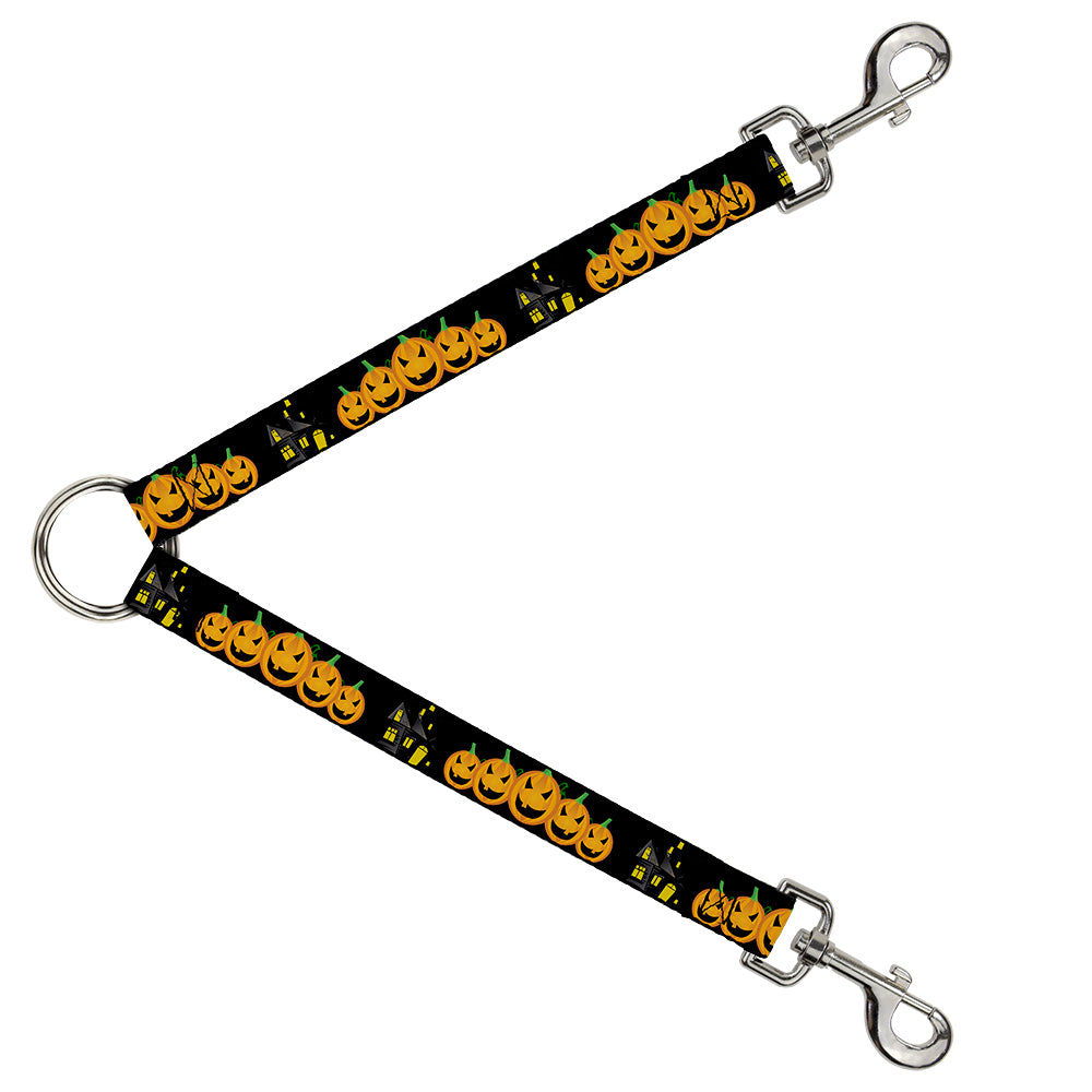 Dog Leash Splitter - Jack-o'-Lanterns/Haunted House Black/Yellow Dog Leash Splitters Buckle-Down   