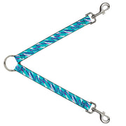 Dog Leash Splitter - Jazzy Wave Scribble White Teal Purple Dog Leash Splitters Buckle-Down   
