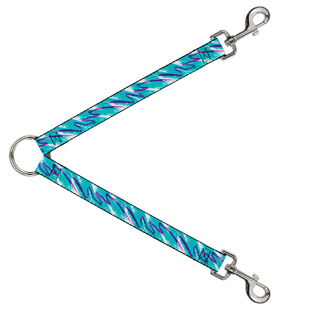 Dog Leash Splitter - Jazzy Wave Scribble White Teal Purple Dog Leash Splitters Buckle-Down   